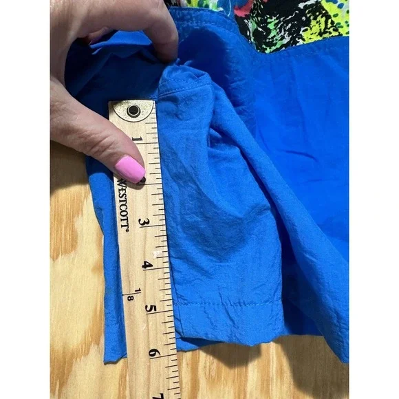Vintage 90s OP Ocean Pacific Blue Neon Graphic Swim Trunk Shorts NOS Size Medium